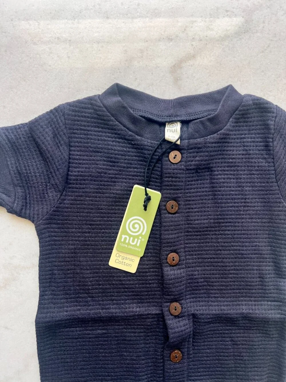 Nui Waffle Rhi Waffle Organic Romper Navy Size 3-6M